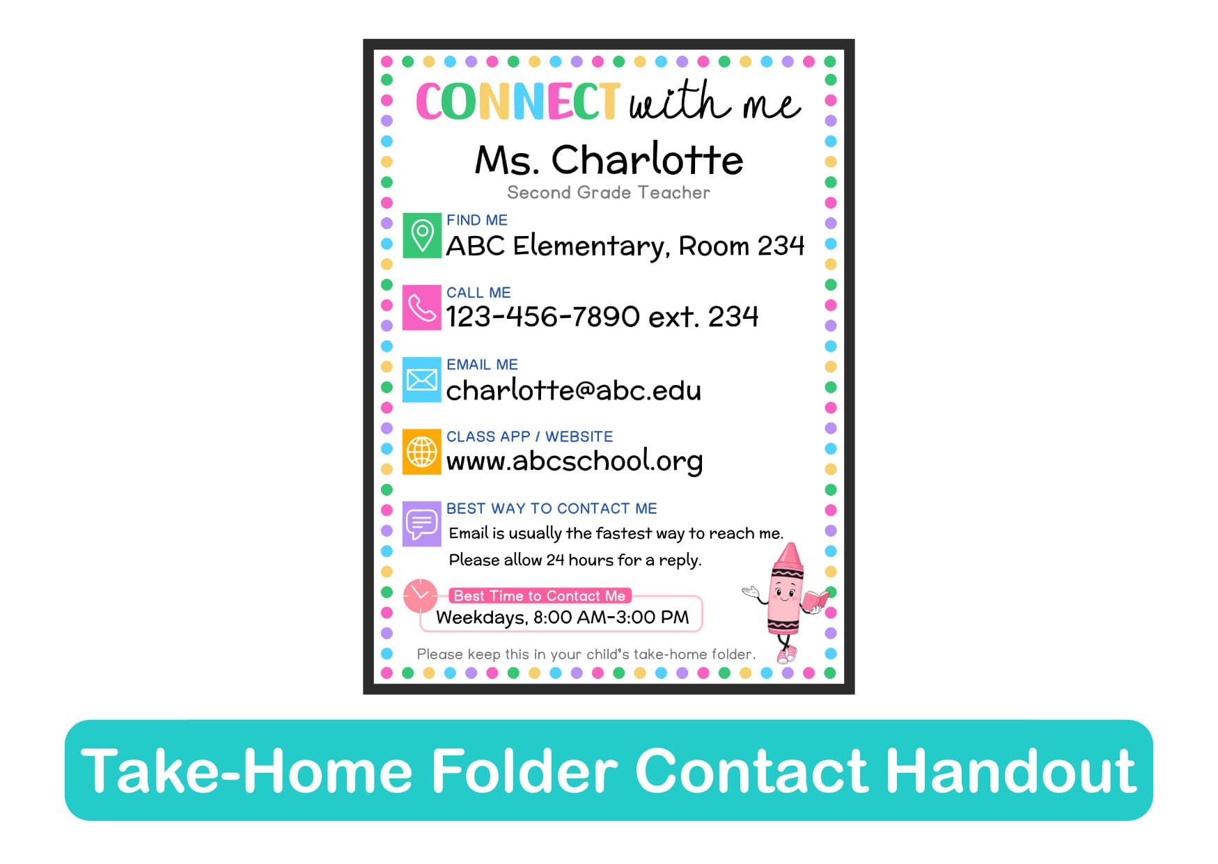 Take-home folder contact handout