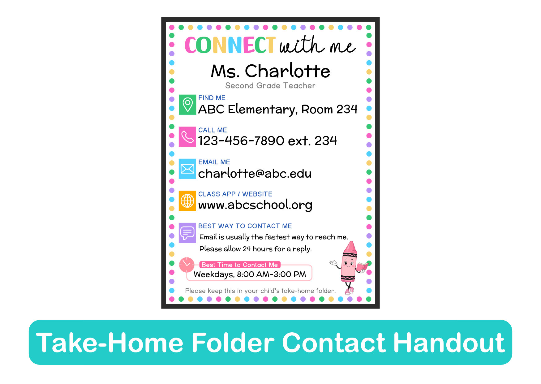 Free Editable Teacher Contact Kit preview 3